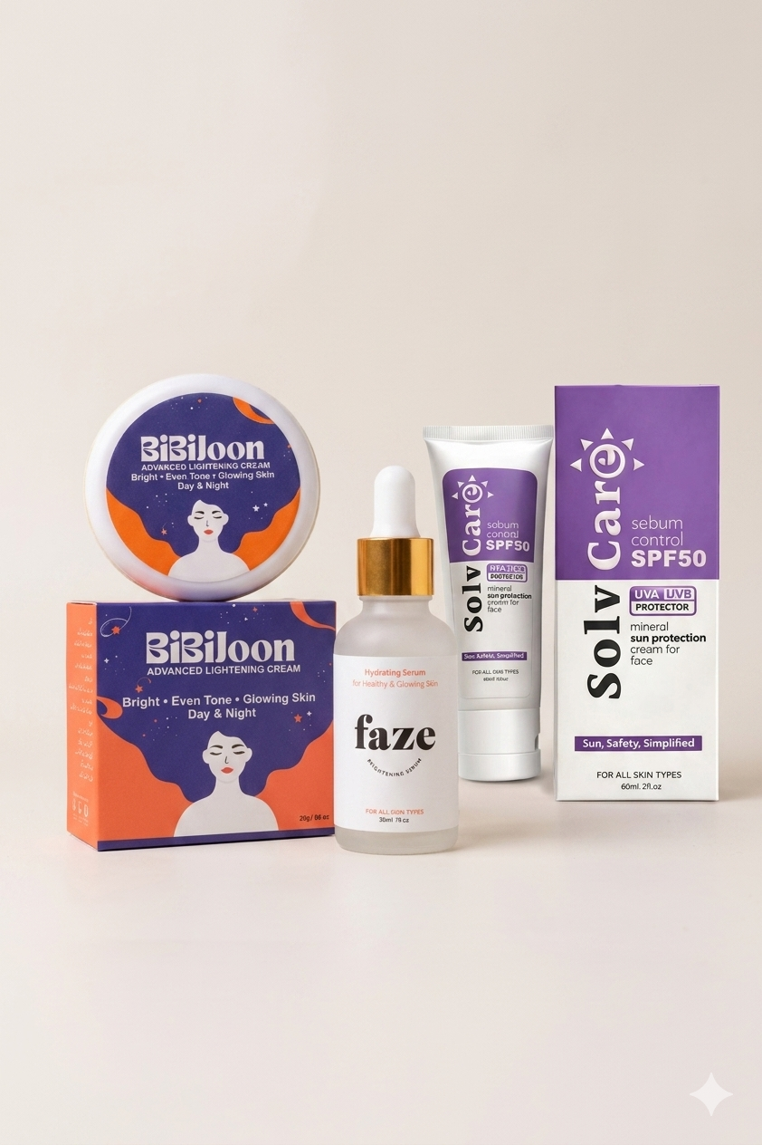 BiBiJoon 3-in-1 Glow Skin Bundle with brightening cream, serum and SPF 50