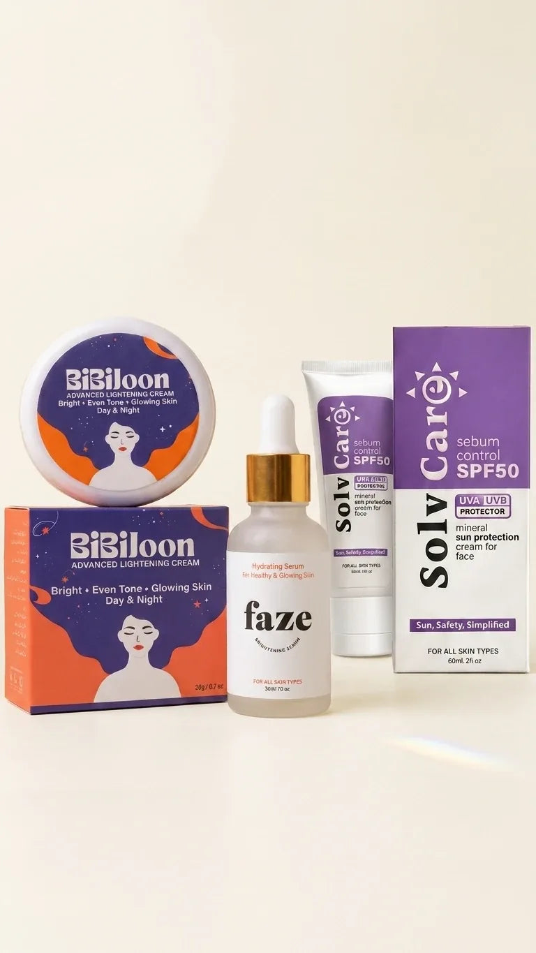 BiBiJoon 3-in-1 Glow Skin Bundle with brightening cream, serum and SPF 50